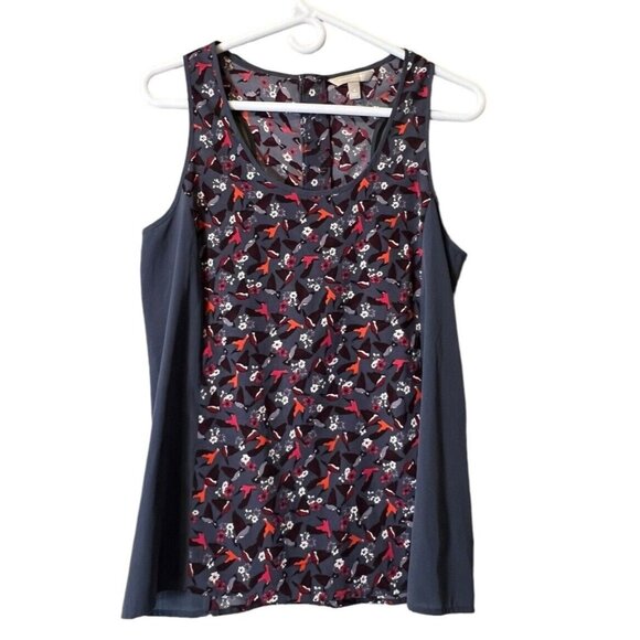 Banana Republic Blouse Tank Sleeveless Small Bird Lightweight Cottagecore Preppy - Picture 1 of 10